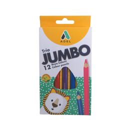 Adel Jumbo Üçgen Kuru Boya Kalemi 12 Renk Tam Boy - 1