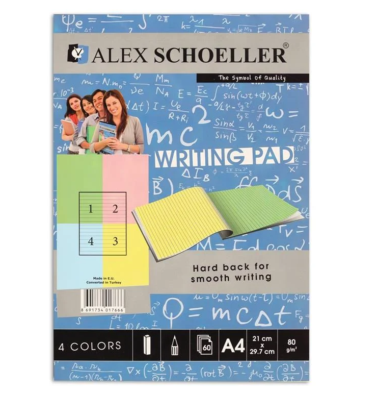 Alex Schoeller A4 Renkli Bloknot 80 Gr. Çizgili 60