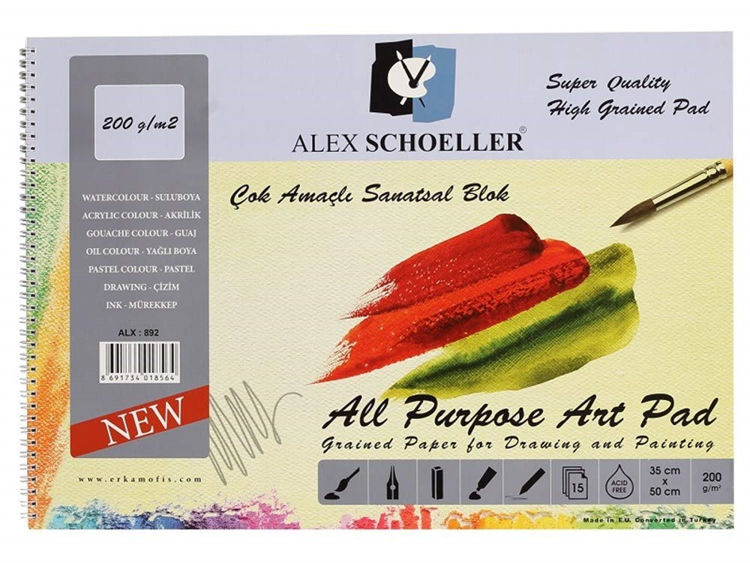 Alex Schoeller Çok Amaçlı Sanatsal Resim Ve Eskiz Çizim Defteri 200 Gr. 35x50 Cm. 15 Yp.