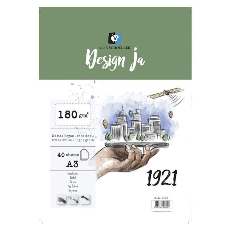 Alex Schoeller Design Ja Eskiz Çizim Defteri 180 Gr. A3 40 Yp.