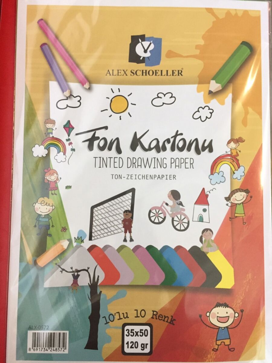 Alex Schoeller Fon Kartonu 35x50 Cm.120 Gr.10 Renk Karışık Poşet (alx-0572)