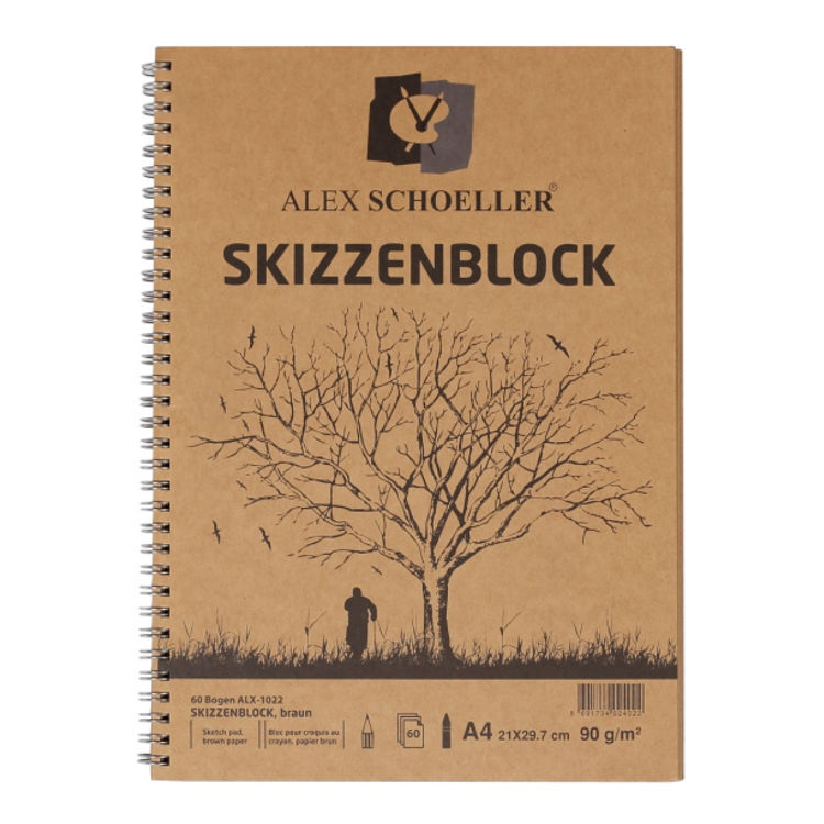 Alex Schoeller Kraft Eskiz Çizim Defteri A4 Yandan Spiralli 90 Gr. 60 Yaprak