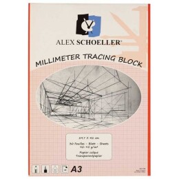 Alex Schoeller Milimetrik Aydınger Blok A3 Kırmızı 90/95 gr. 30 yaprak - Alex Schoeller