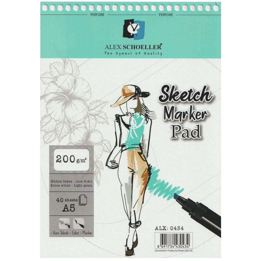 Alex Schoeller Spiralli Sketch Marker Defteri Pad 200 Gr. A5 40 Yp.