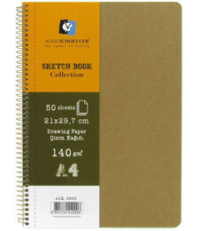 Alex Schoeller Sketchbook Sert Kraft Kapak Spiralli Eskiz Çizim Defteri 140 gr. A4 50 yp.