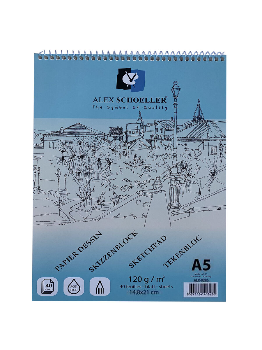 Alex Schoeller Spiralli Eskiz Çizim Defteri 120 Gr. A5 40 Yp.