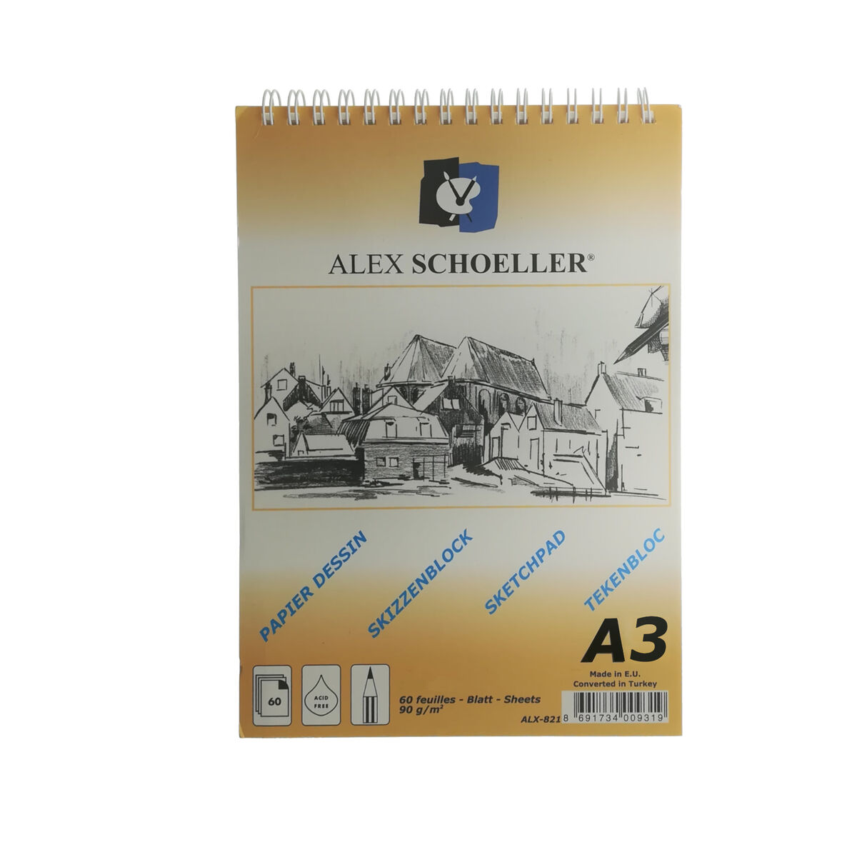 Alex Schoeller Spiralli Eskiz Çizim Defteri 90 Gr. A3 60 Yp.