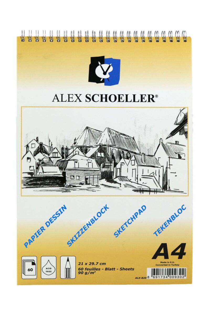 Alex Schoeller Spiralli Eskiz Çizim Defteri 90 Gr. A4 60 Yp.