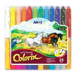 Amos Colorix Silky Crayon Üçü Bir Arada Boya 24 Renk