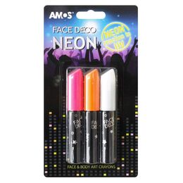 Amos Face Deco Neon Gece Karanlıkta Parlayan Yüz Boyası 3 Renk