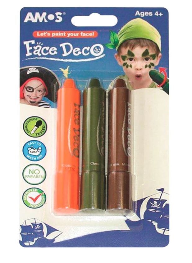Amos Face Deco Yüz Boyası 3 Renk Safari Renkler