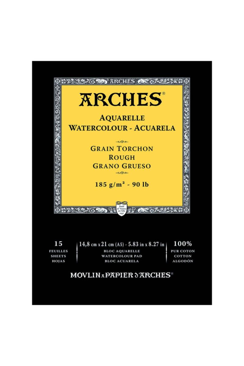 Arches Sulu Boya Defteri Blok Rough - Kalın Doku 185 Gr. 15x21 Cm. 15 Yaprak
