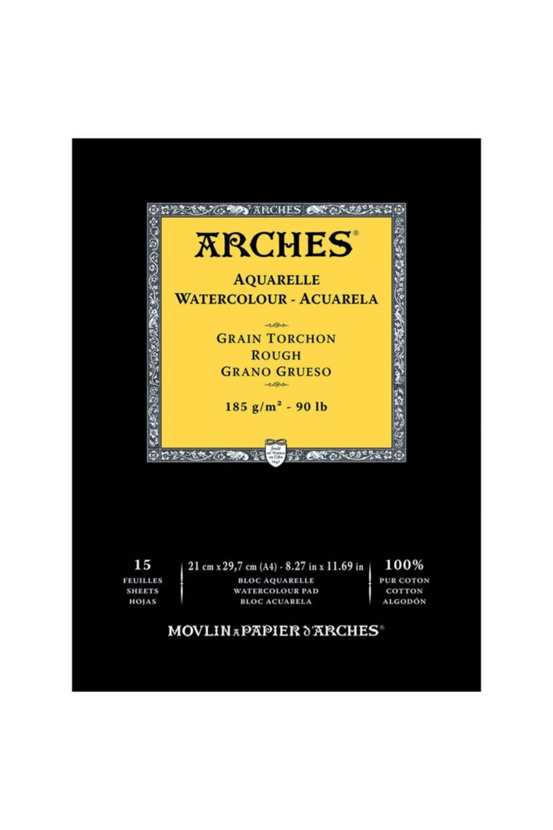 Arches Sulu Boya Defteri Blok Rough - Kalın Doku 185 Gr. 21x29 Cm. 15 Yaprak