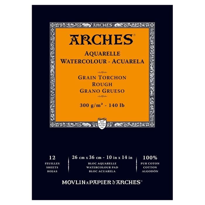 Arches Sulu Boya Defteri Blok Rough - Kalın Doku 300 Gr. 26x36 Cm. 12 Yaprak