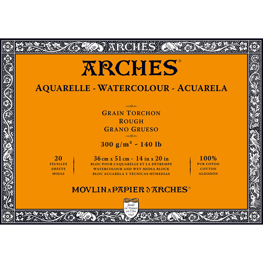 Arches Sulu Boya Defteri Blok Rough - Kalın Doku 300 Gr. 36x51 Cm. 20 Yaprak
