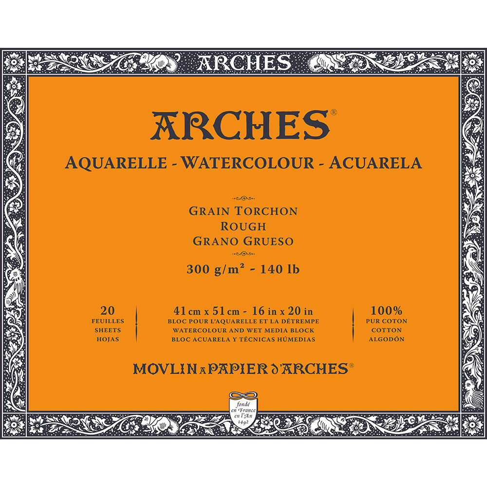 Arches Sulu Boya Defteri Blok Rough - Kalın Doku 300 Gr. 41x51 Cm. 20 Yaprak