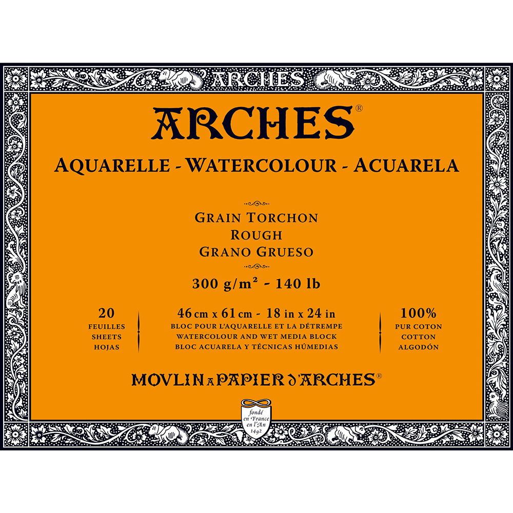 Arches Sulu Boya Defteri Blok Rough - Kalın Doku 300 Gr. 46x61 Cm. 20 Yaprak