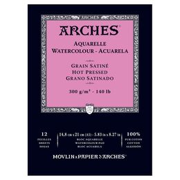 Arches Sulu Boya Defteri Blok Sıcak Baskı - Düz Doku 300 gr. 15x21 cm. 12 Yaprak