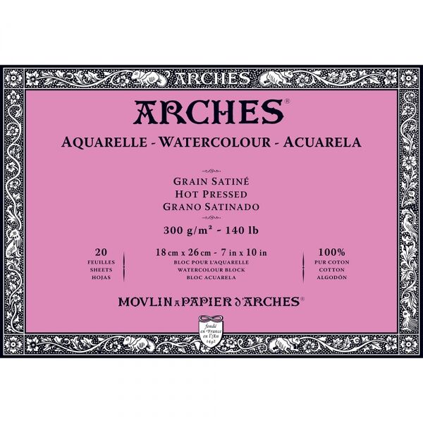 Arches Sulu Boya Defteri Blok Sıcak Baskı - Düz Doku 300 Gr. 18x26 Cm. 20 Yaprak