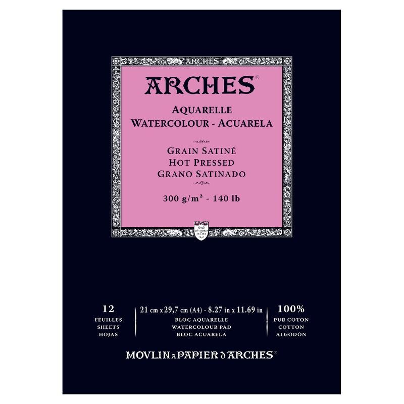 Arches Sulu Boya Defteri Blok Sıcak Baskı - Düz Doku 300 Gr. 21x29 Cm. 12 Yaprak