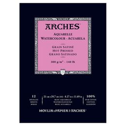 Arches Sulu Boya Defteri Blok Sıcak Baskı - Düz Doku 300 gr. 21x29 cm. 12 Yaprak