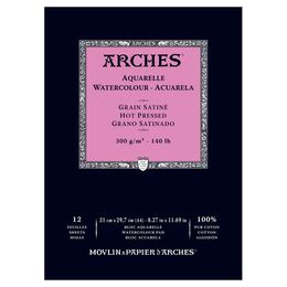 Arches Sulu Boya Defteri Blok Sıcak Baskı - Düz Doku 300 gr. 21x29 cm. 12 Yaprak - 1