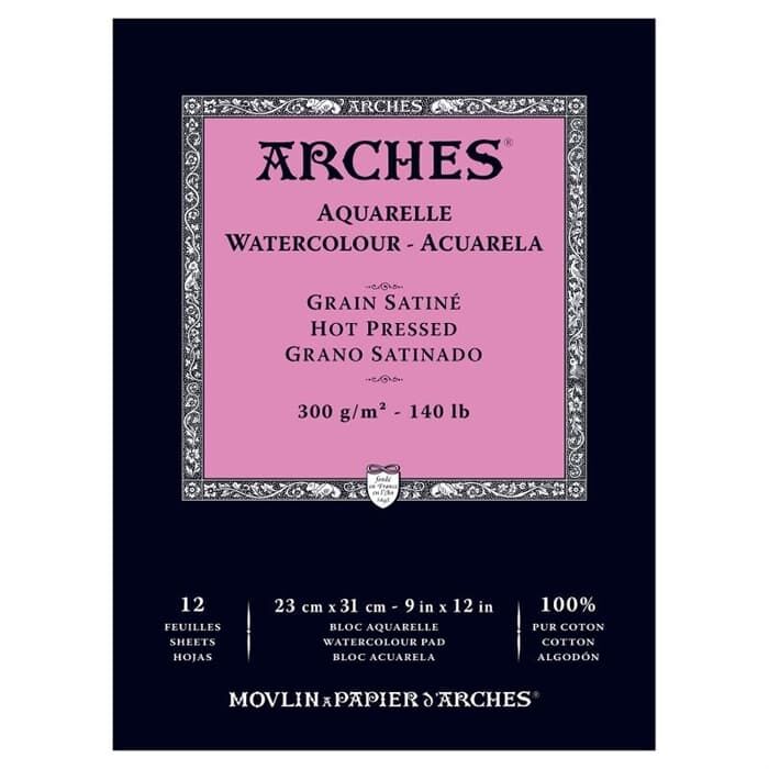 Arches Sulu Boya Defteri Blok Sıcak Baskı - Düz Doku 300 Gr. 23x31 Cm. 12 Yaprak