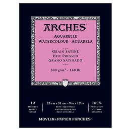 Arches Sulu Boya Defteri Blok Sıcak Baskı - Düz Doku 300 gr. 23x31 cm. 12 Yaprak - 1