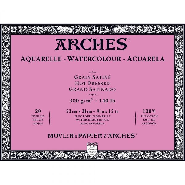 Arches Sulu Boya Defteri Blok Sıcak Baskı - Düz Doku 300 Gr. 23x31 Cm. 20 Yaprak