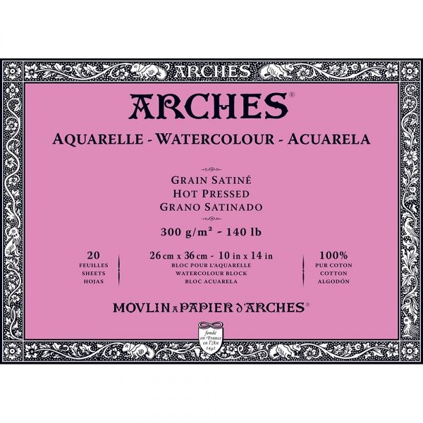 Arches Sulu Boya Defteri Blok Sıcak Baskı - Düz Doku 300 Gr. 26x36 Cm. 20 Yaprak
