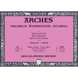 Arches Sulu Boya Defteri Blok Sıcak Baskı - Düz Doku 300 gr. 36x51 cm. 20 Yaprak - 1