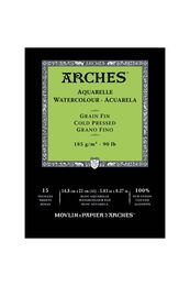 Arches Sulu Boya Defteri Blok Soğuk Baskı - Orta Doku 185 gr. 15x21 cm. 15 Yaprak