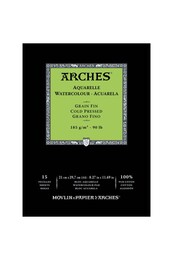 Arches Sulu Boya Defteri Blok Soğuk Baskı - Orta Doku 185 gr. 21x29 cm. 15 Yaprak - 1