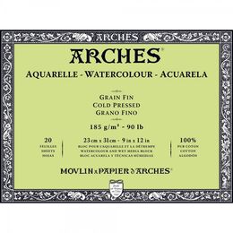 Arches Sulu Boya Defteri Blok Soğuk Baskı - Orta Doku 185 gr. 23x31 cm. 20 Yaprak