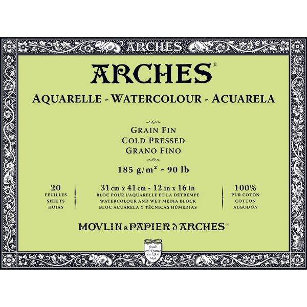 Arches Sulu Boya Defteri Blok Soğuk Baskı - Orta Doku 185 Gr. 31x41 Cm. 20 Yaprak