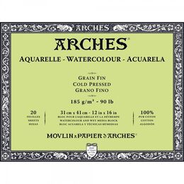 Arches Sulu Boya Defteri Blok Soğuk Baskı - Orta Doku 185 gr. 31x41 cm. 20 Yaprak