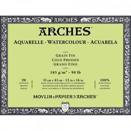 Arches Sulu Boya Defteri Blok Soğuk Baskı - Orta Doku 185 gr. 31x41 cm. 20 Yaprak - 1
