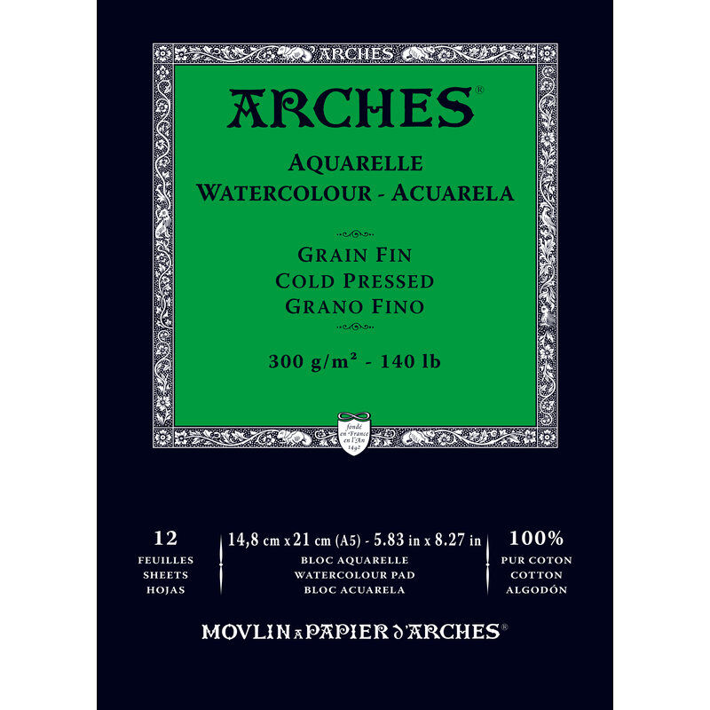 Arches Sulu Boya Defteri Blok Soğuk Baskı - Orta Doku 300 Gr. 15x21 Cm. 12 Yaprak