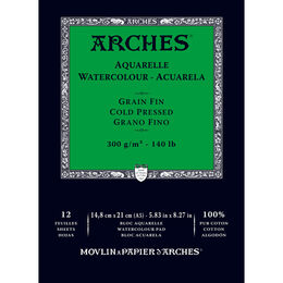 Arches Sulu Boya Defteri Blok Soğuk Baskı - Orta Doku 300 gr. 15x21 cm. 12 Yaprak - 1