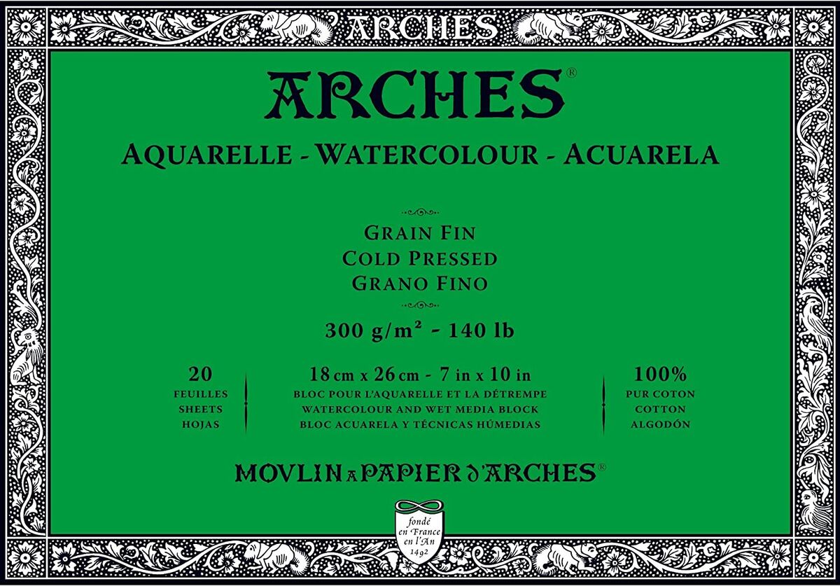 Arches Sulu Boya Defteri Blok Soğuk Baskı - Orta Doku 300 Gr. 18x26 Cm. 20 Yaprak