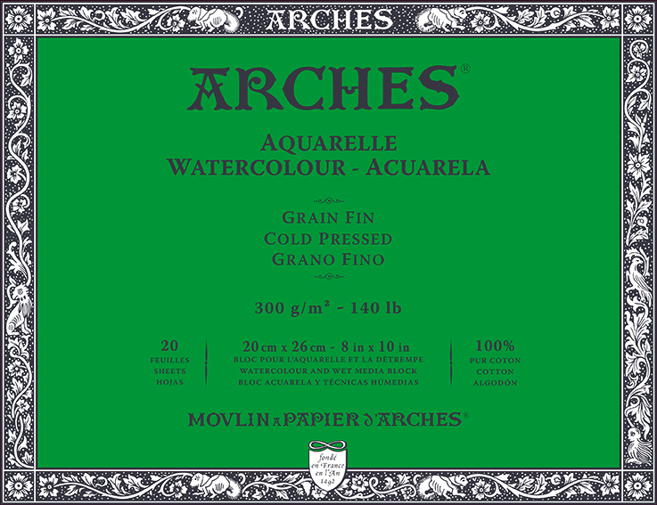 Arches Sulu Boya Defteri Blok Soğuk Baskı - Orta Doku 300 Gr. 20x26 Cm. 20 Yaprak