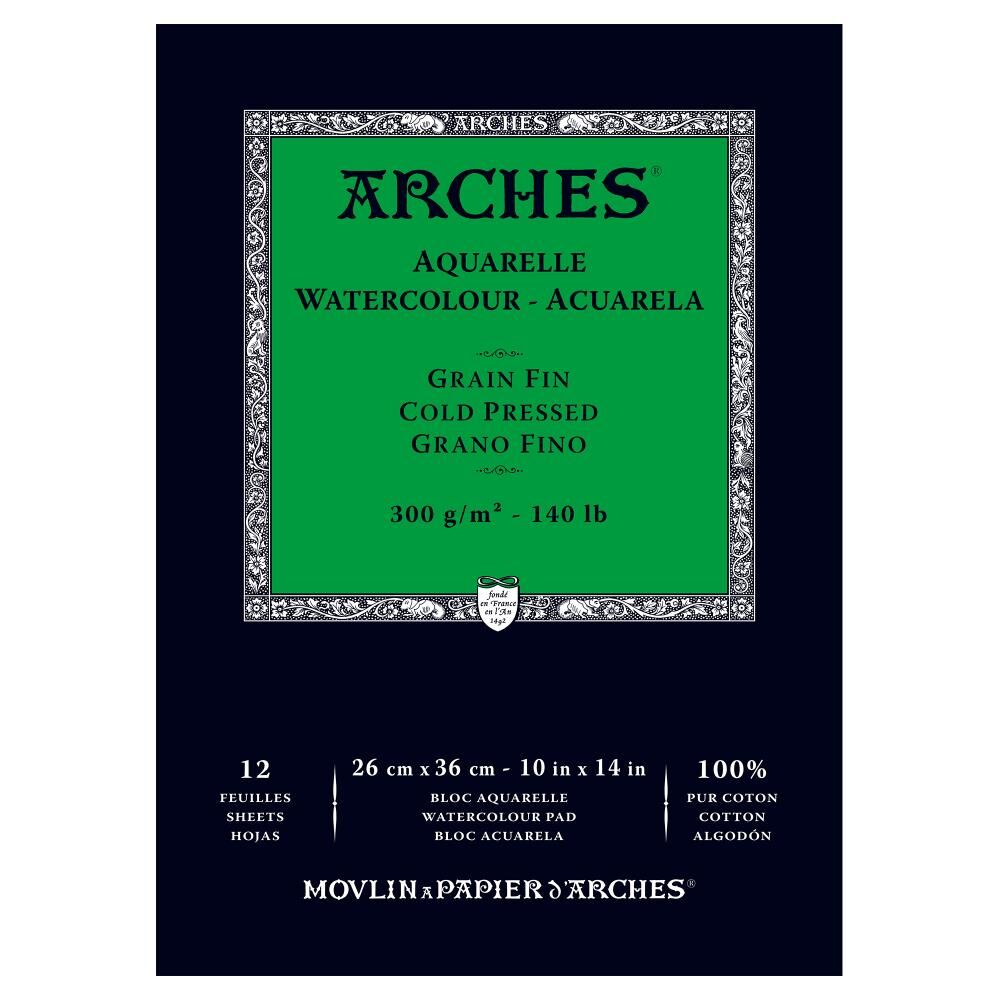 Arches Sulu Boya Defteri Blok Soğuk Baskı - Orta Doku 300 Gr. 26x36 Cm. 12 Yaprak