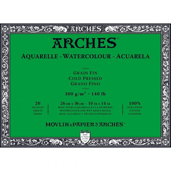 Arches Sulu Boya Defteri Blok Soğuk Baskı - Orta Doku 300 Gr. 26x36 Cm. 20 Yaprak