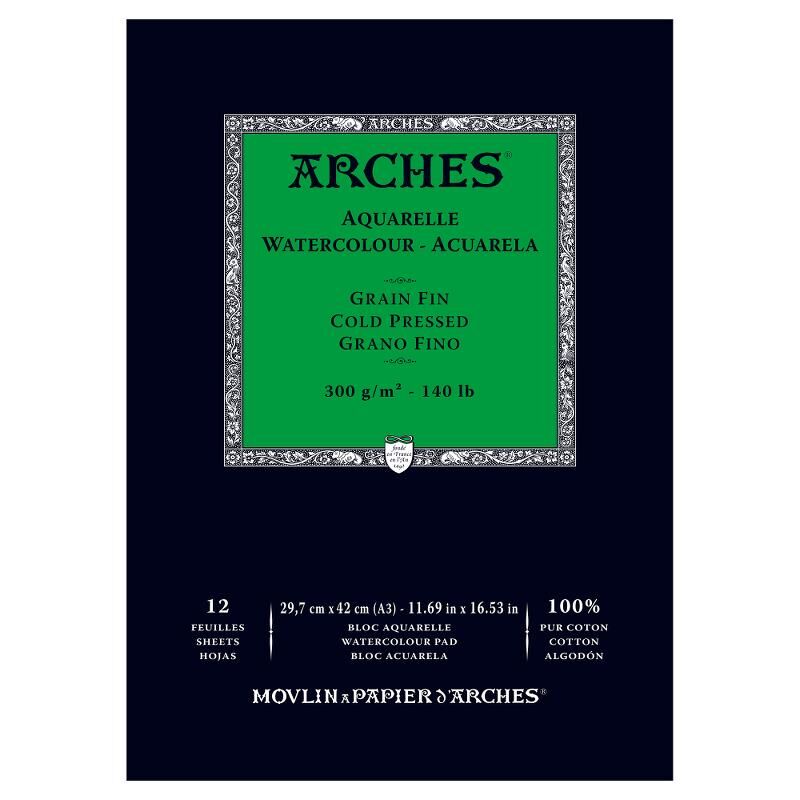 Arches Sulu Boya Defteri Blok Soğuk Baskı - Orta Doku 300 Gr. 29x42 Cm. 12 Yaprak