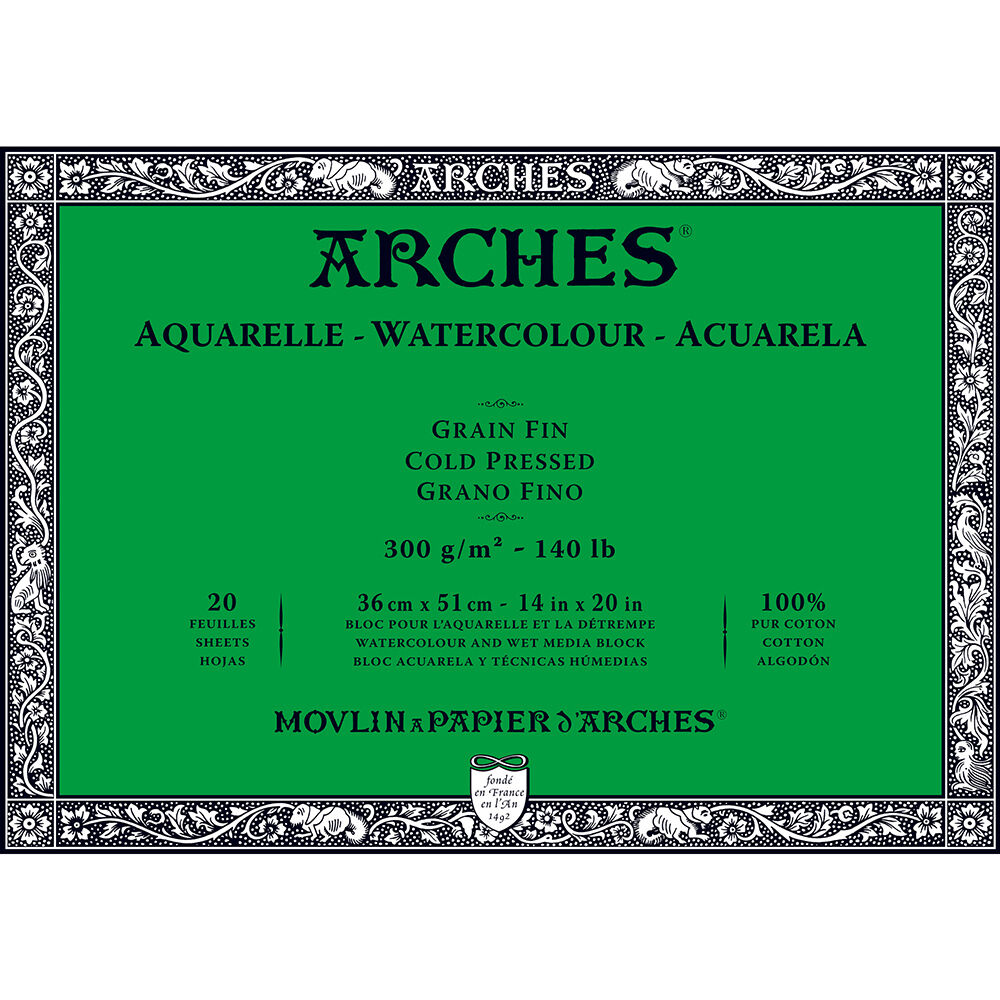 Arches Sulu Boya Defteri Blok Soğuk Baskı - Orta Doku 300 Gr. 36x51 Cm. 20 Yaprak