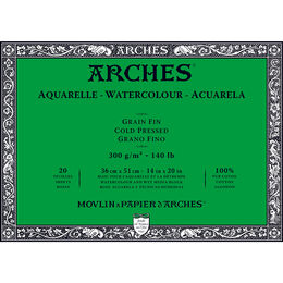 Arches Sulu Boya Defteri Blok Soğuk Baskı - Orta Doku 300 gr. 36x51 cm. 20 Yaprak