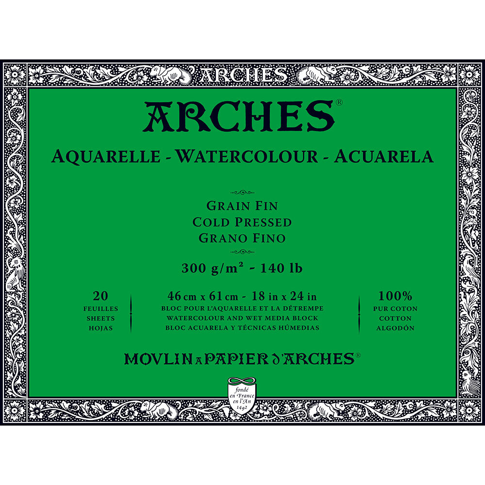 Arches Sulu Boya Defteri Blok Soğuk Baskı - Orta Doku 300 Gr. 46x61 Cm. 20 Yaprak
