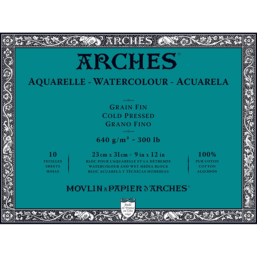 Arches Sulu Boya Defteri Blok Soğuk Baskı - Orta Doku 640 Gr. 23x31 Cm. 10 Yaprak