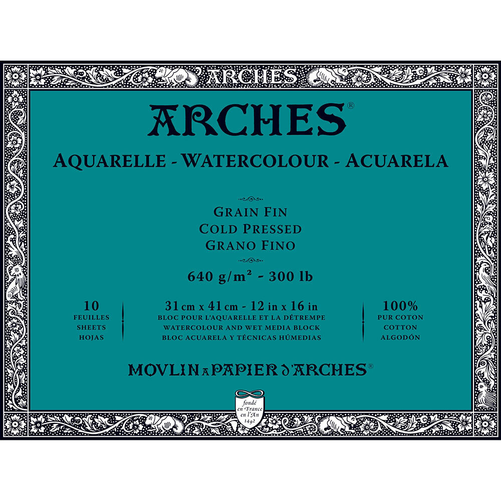 Arches Sulu Boya Defteri Blok Soğuk Baskı - Orta Doku 640 Gr. 31x41 Cm. 10 Yaprak