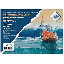 Art Liva Resim Defteri Fon Kartonlu 25x35 190 Gr.30+5+2 Kraft Yp. (SD-110) - Art Liva